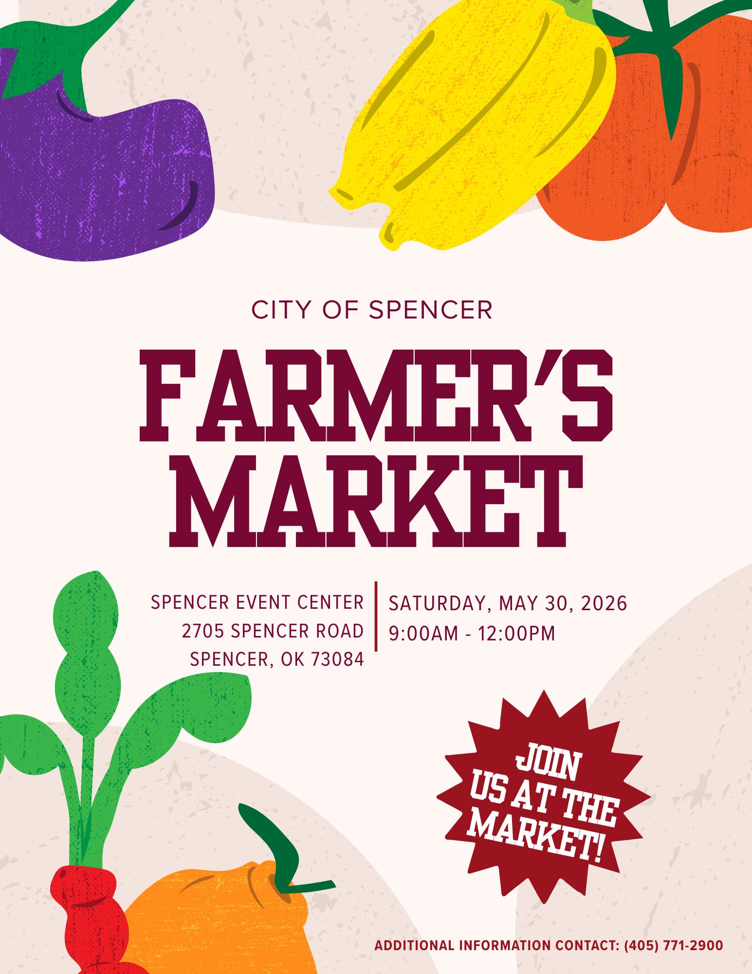 May 2026 City of Spencer's Farmers Market